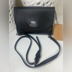 Steve Madden black crossbody bag, with silver detailing! NWT